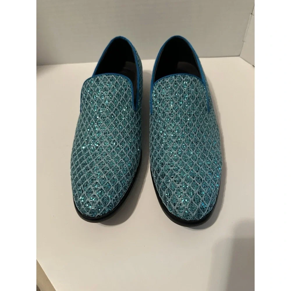 Bolano Sarlo-025 Sparkly Turquoise Mens Shoes 7.5 Prom Wedding Costume